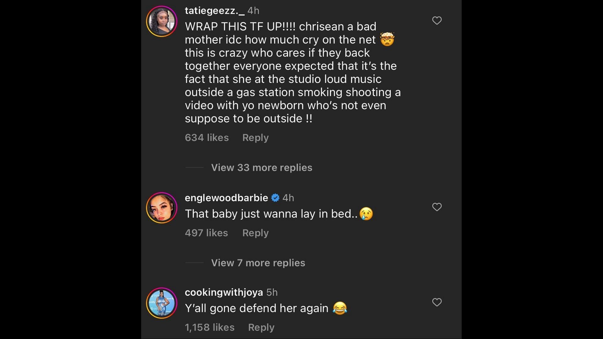 Screenshot of an Internet user remarking on the Disrespectful rapper and Chrisean Rock&#039;s new song, Baby Mama Drama. (Photo via @The Shade Room/Instagram)