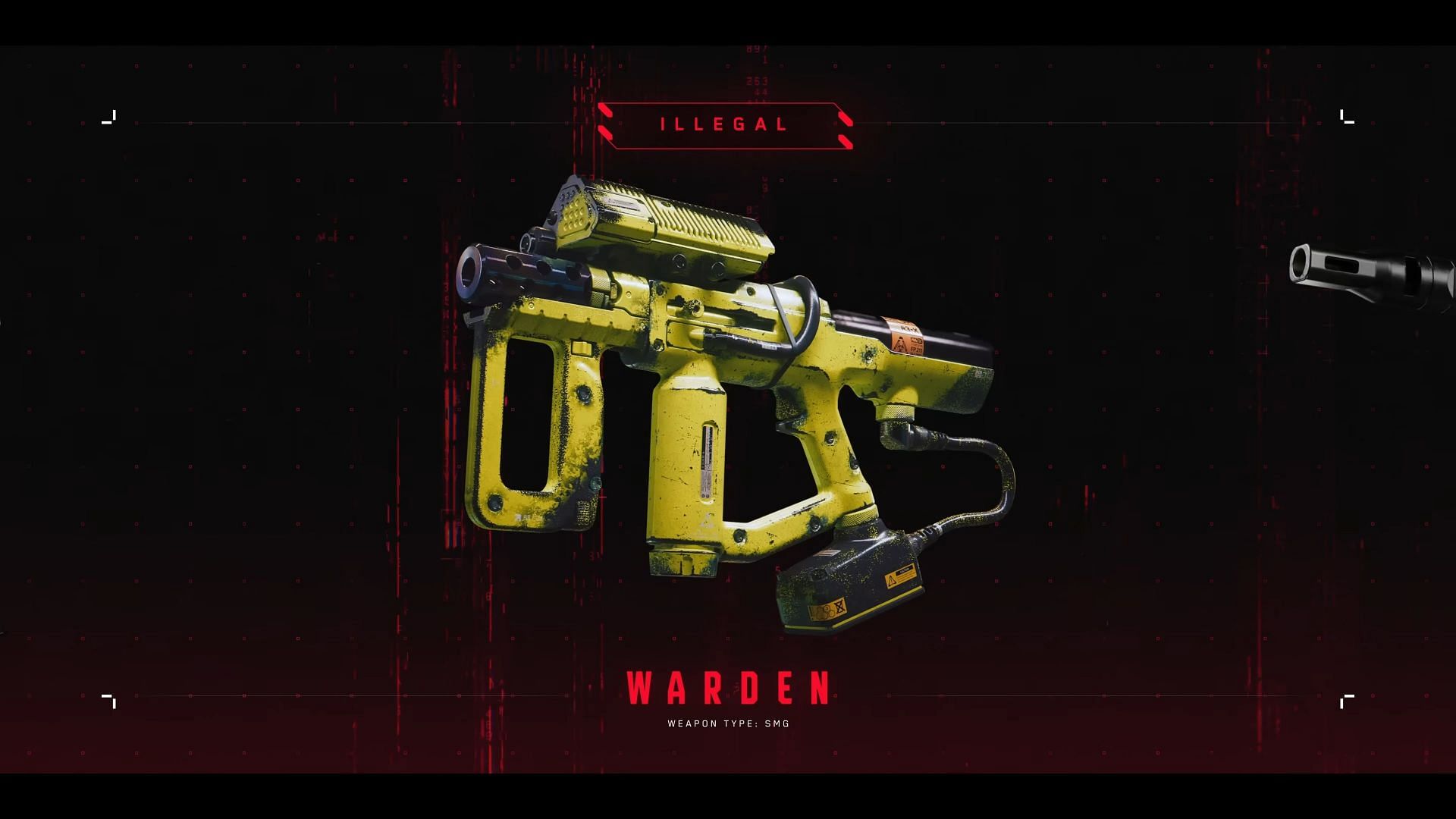 Warden SMG look in the new trailer (Image via CD Projekt Red)
