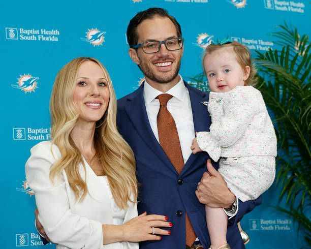 Mike McDaniel and wife Katie Hemstalk with their daughter