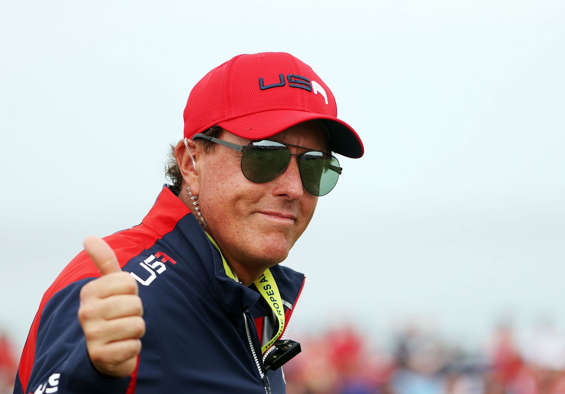 Phil Mickelson of team United States celebrate during their win over Team Europe during Sunday Singles Matches of the 43rd Ryder Cup (Image via Getty)