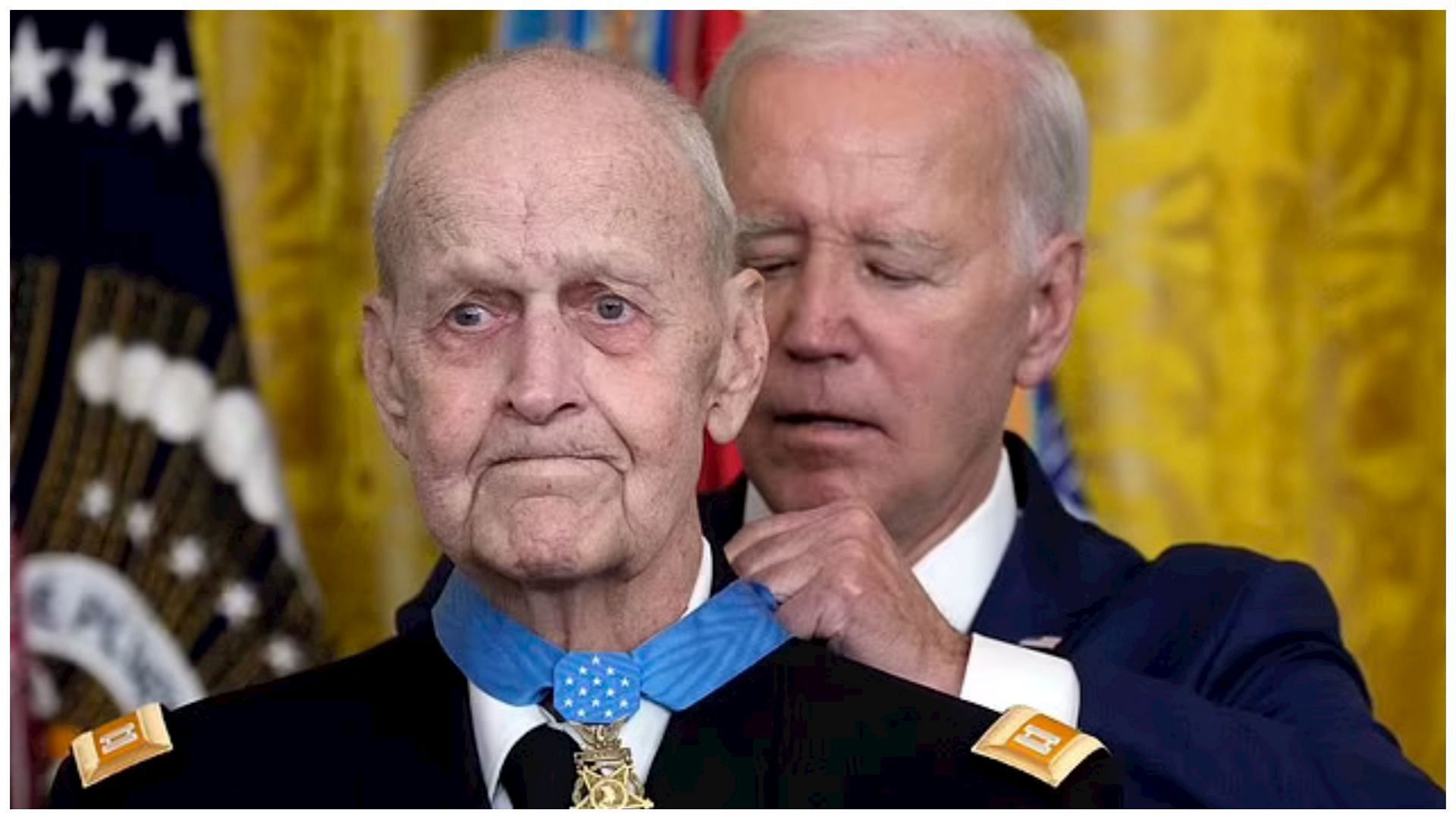 Netizens criticize Biden for leaving before Medal of Honor ceremony&#039;s closing benediction (Image via Associated Press)