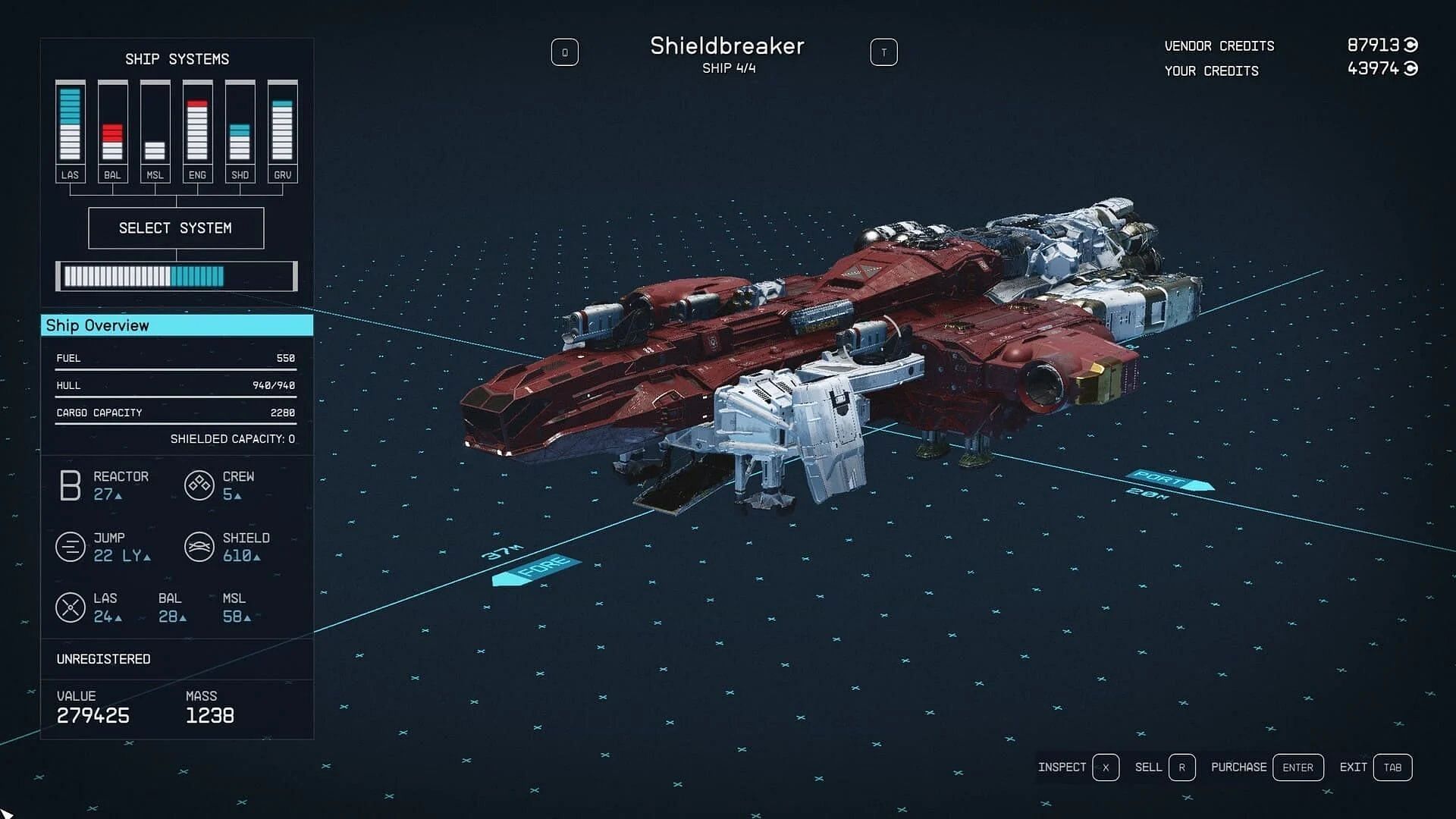 The Shieldbreaker is one of the most expensive Starfield ships (Image via Bethesda)