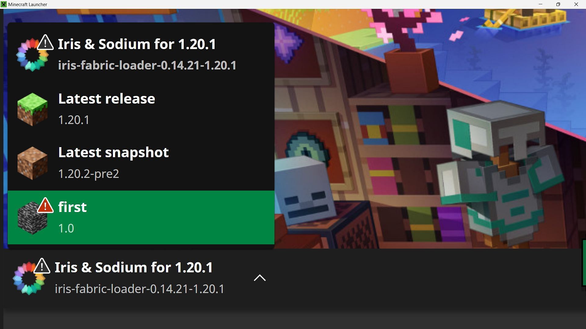 Find the old beta version of Minecraft in the drop-down version list on the main launcher page (Image via Sportskeeda)