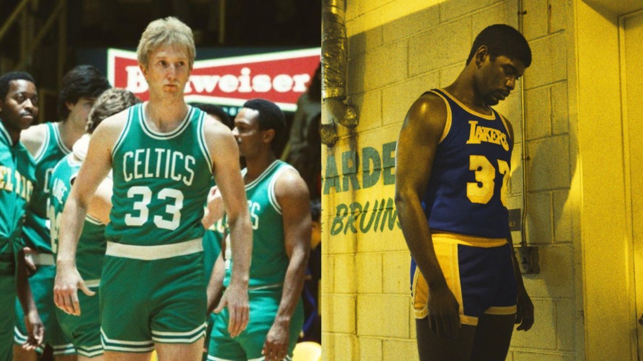 Larry Bird and Magic Johnson portrayed by Sean Patrick Small and Quincy Isaiah on 