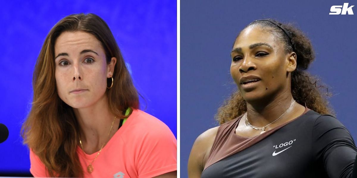 Alize Cornet (L) and Serena Williams (R)