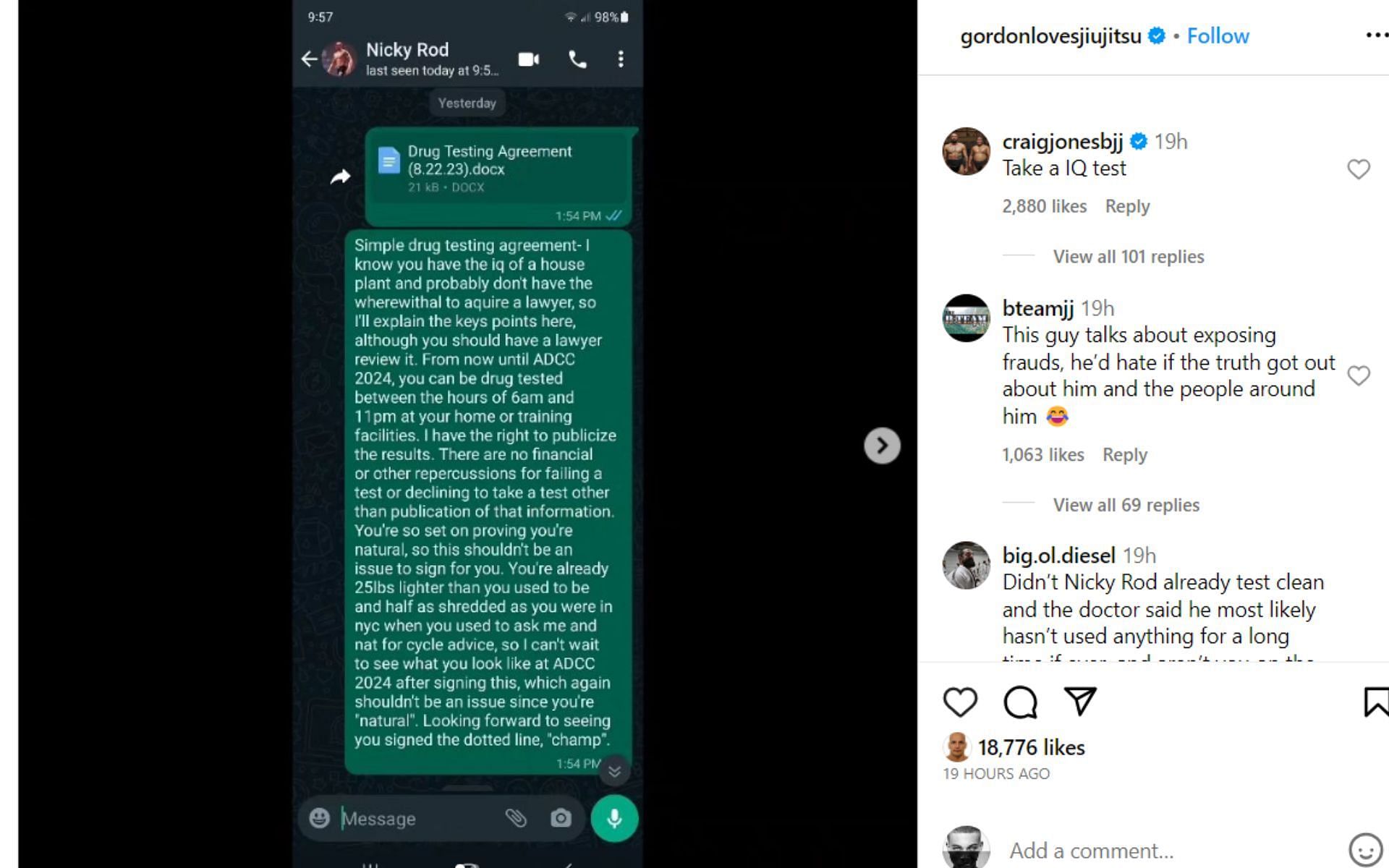 Screenshot of Craig Jones&#039; comments on Ryan&#039;s post