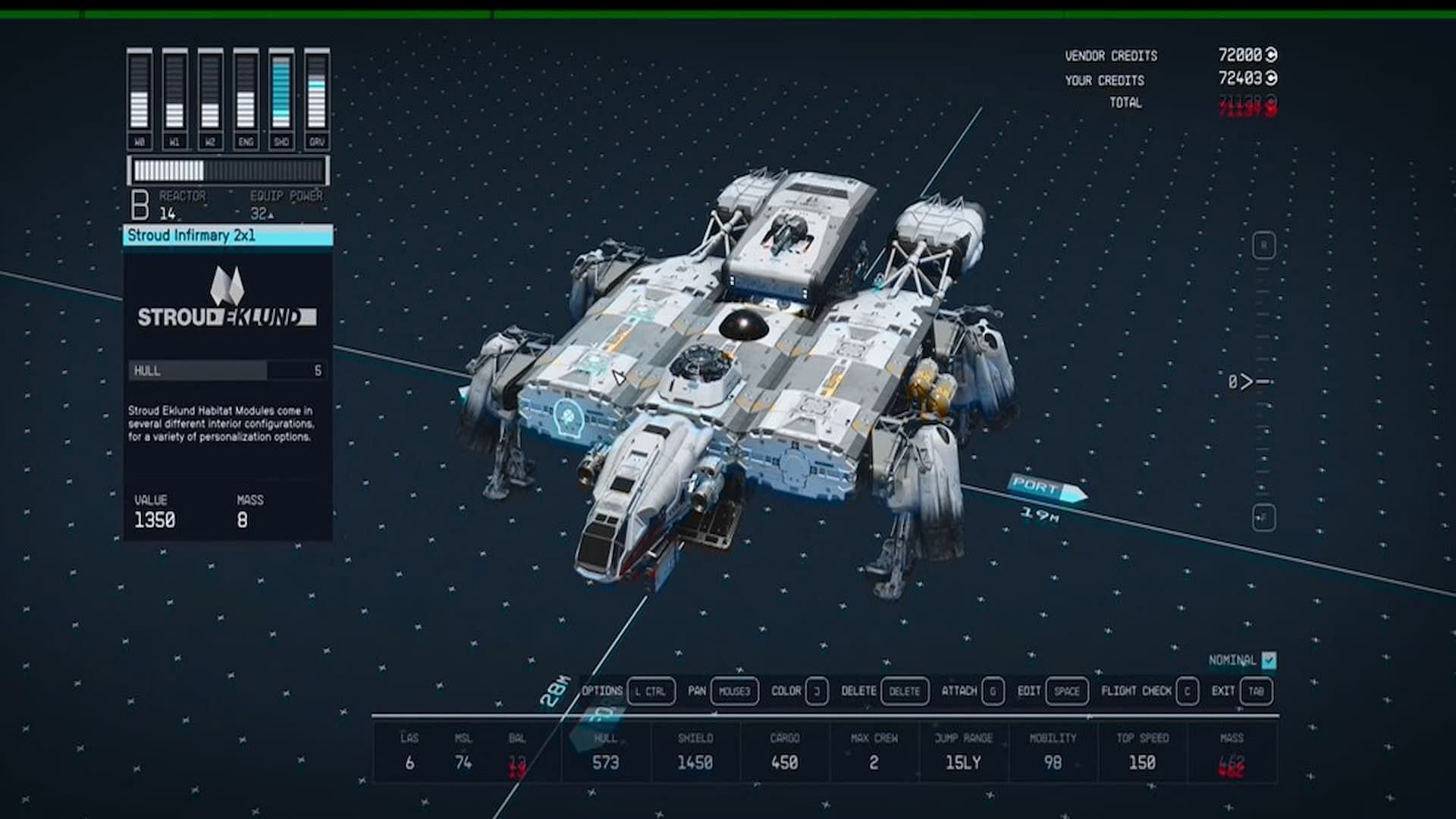 This custom Starfield ship has an ultra-high shield (Image via Bethesda)