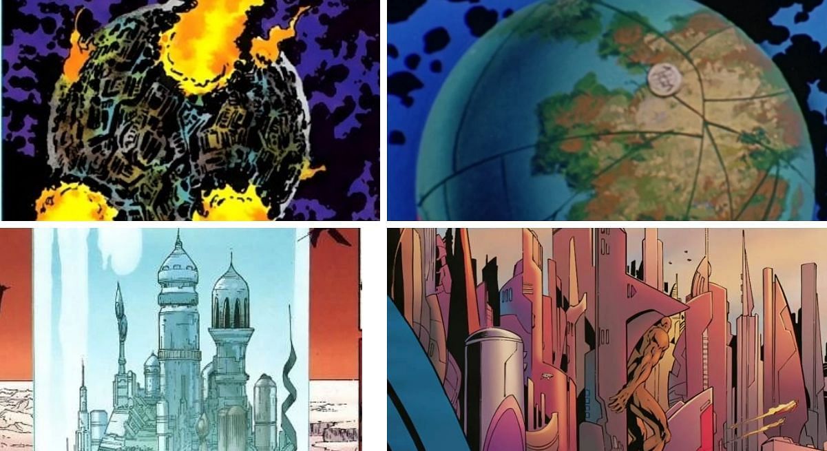 Apokolips, New Genesis, Kandor, and Rann (Image via Sportskeeda)