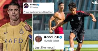 “Just like Messi”; “GOAT Jr” - Fans react as old video of Cristiano Ronaldo Jr leaving father ‘proud’ on the pitch resurfaces