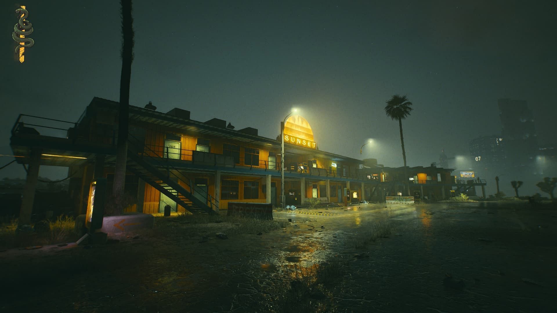 Sunset Motel in Cyberpunk 2077 (Image via CD Projekt Red)