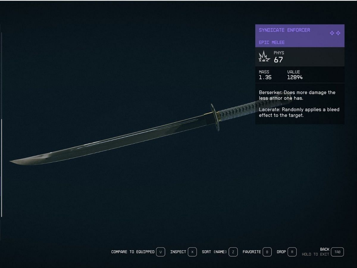 There are quite a few powerful bladed melee weapons to pick from (Image via Bethesda)