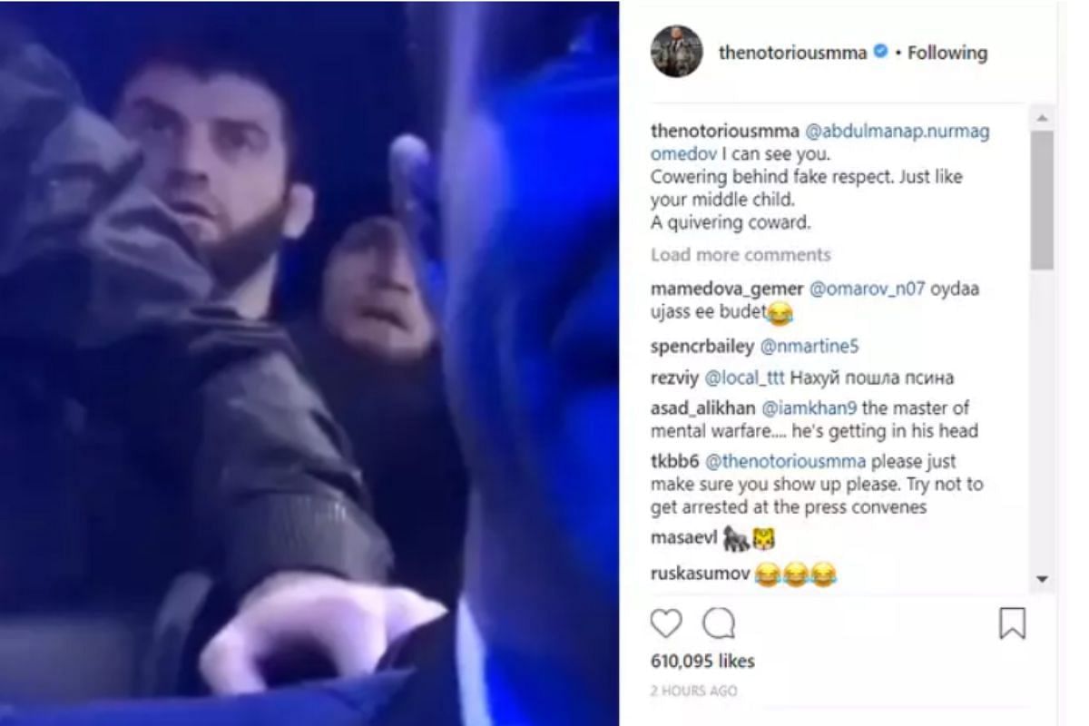 Conor McGregor used Instagram to hit out at Abdulmanap Nurmagomedov [Image Credit: @TheNotoriousMMA on Instagram]