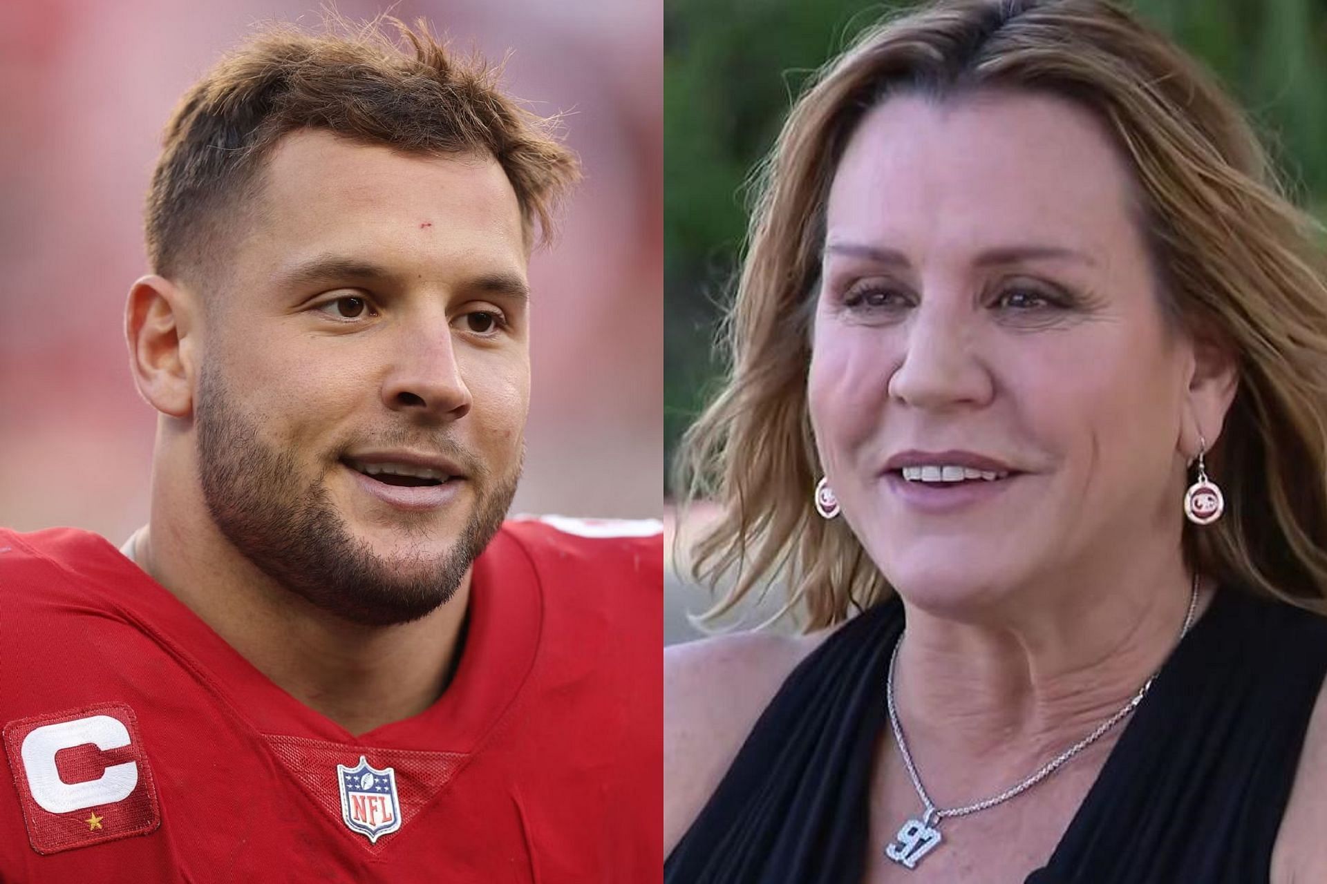 Nick Bosa (L) and mom Cheryl Bosa (R) (Pic Courtesy: Getty and CBS News)