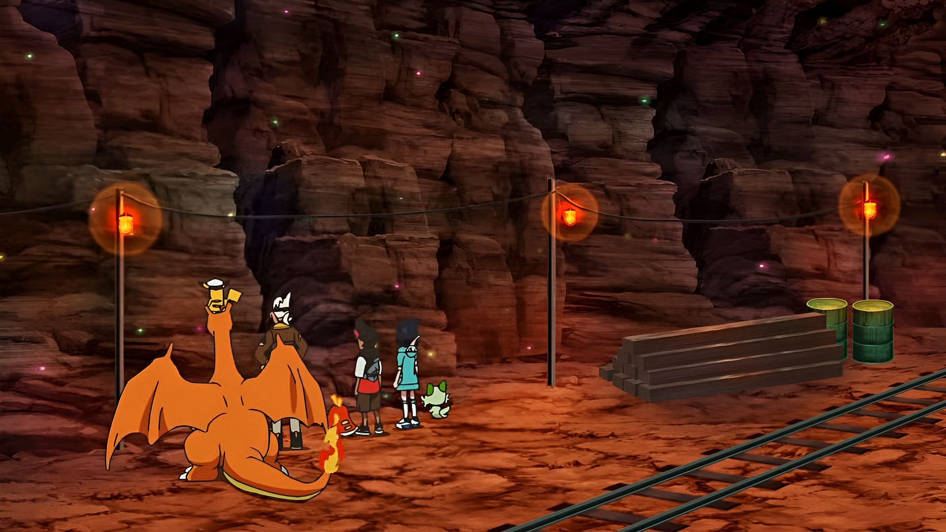 Liko, Roy, and Friede arrive at the Galar Mine in Pokemon Horizons Episode 22 (Image via The Pokemon Company)