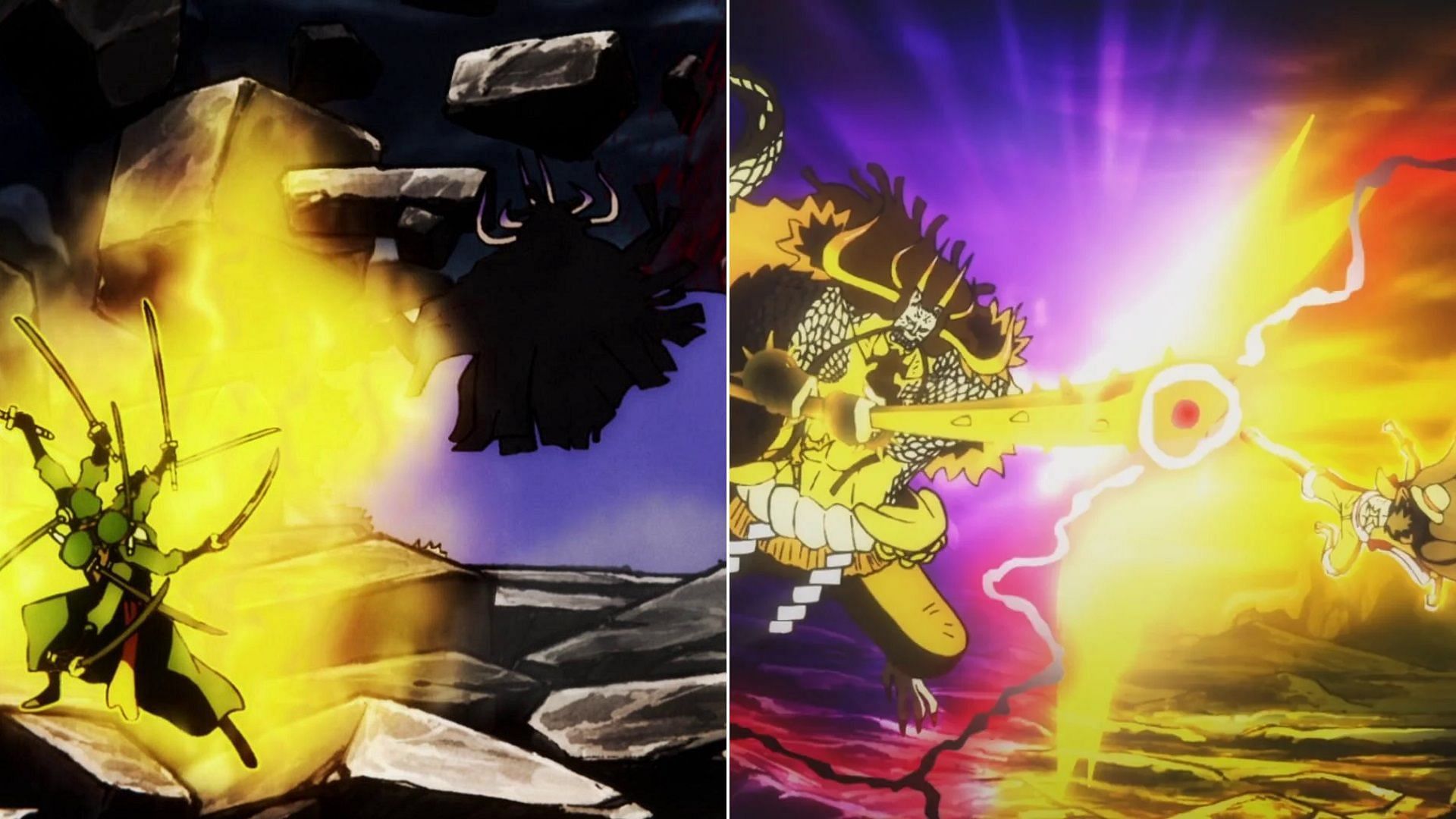 Zoro and Luffy vs Kaido (Image via Toei Animation, One Piece)