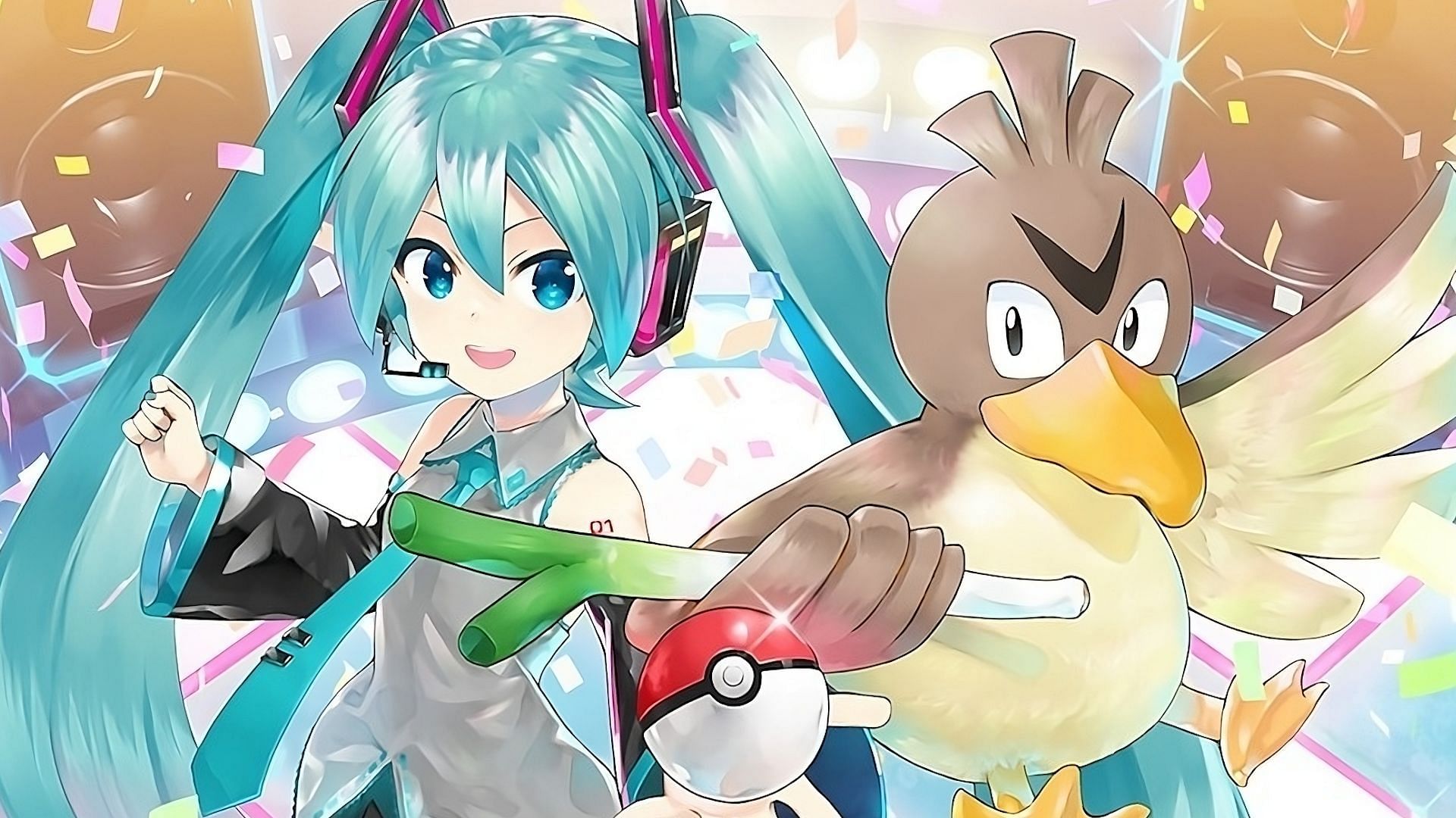 hatsune miku and pikachu (pokemon and 3 more) drawn by sagemaru-br