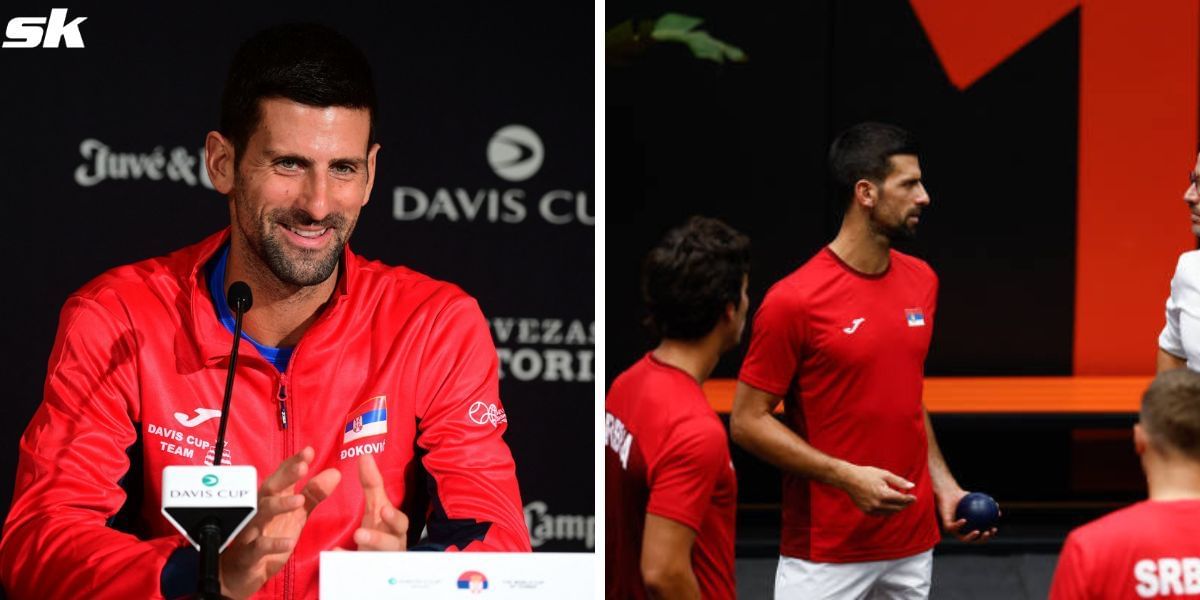Novak Djokovic at the Davis cup representing serbia
