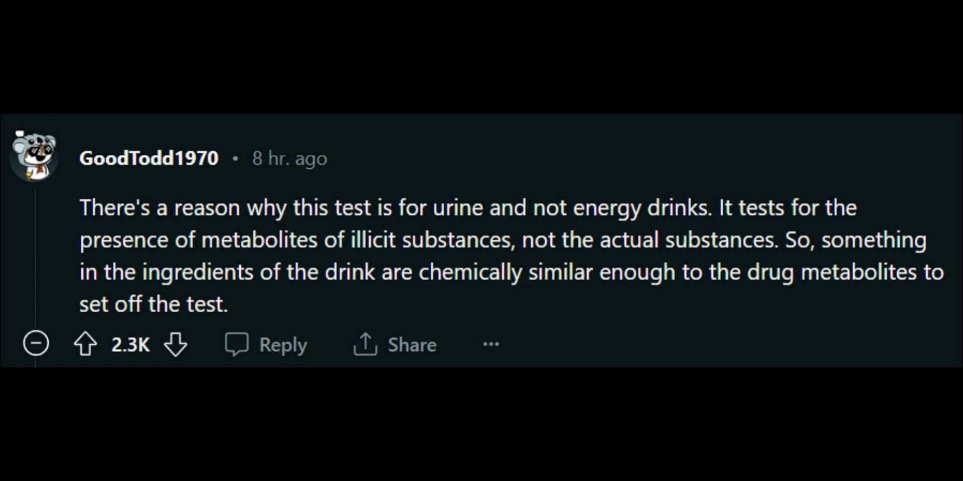 Reddit user explains why the drug test on the UDS kit came out positive. (Image via Reddit/@r/mildlyinteresting)