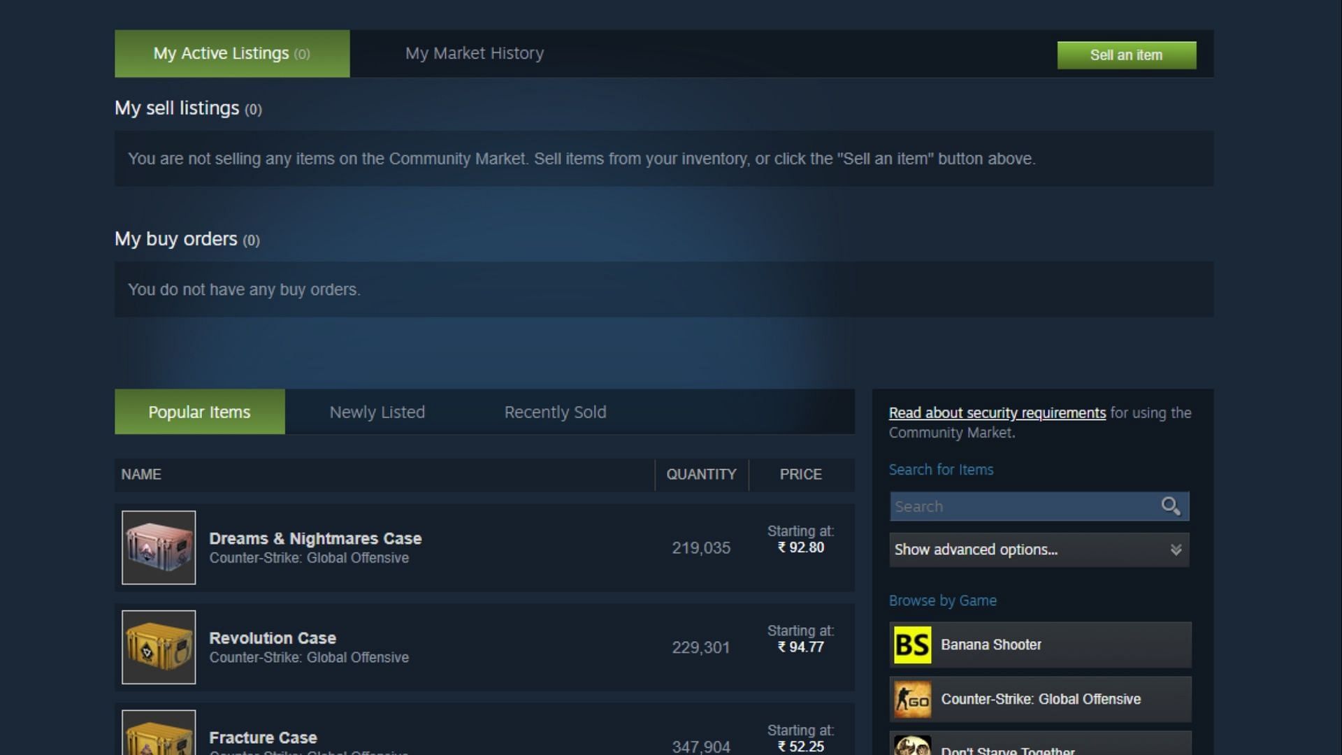 Steam Community Market (Image via Valve)