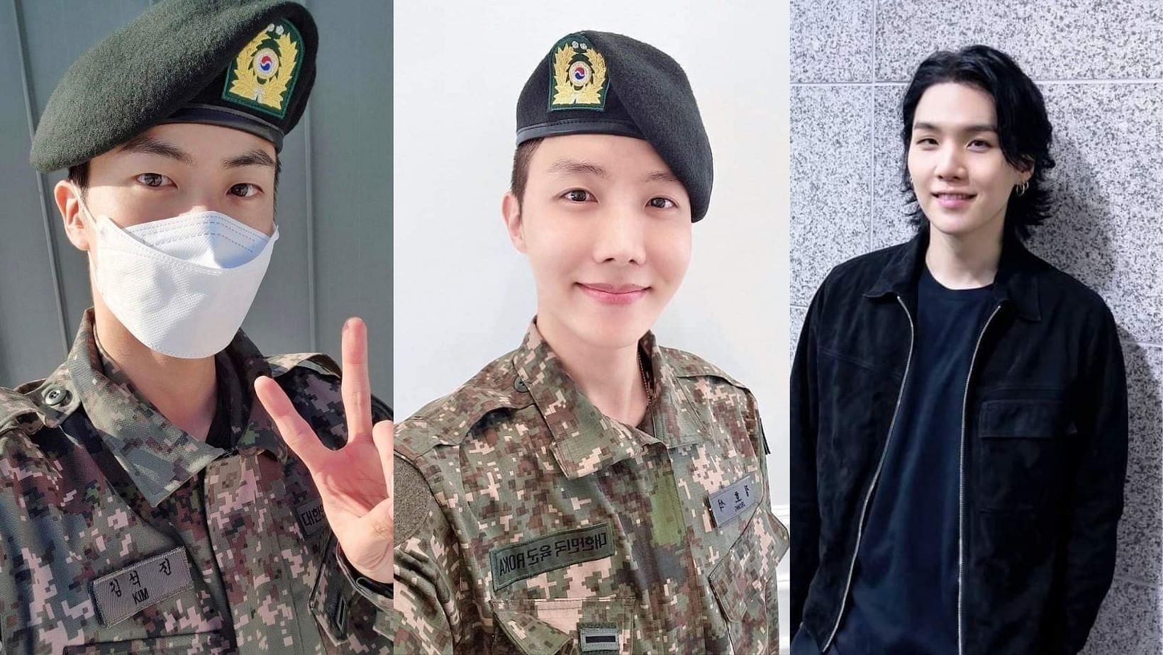 Jin, J-Hope, SUGA have enlisted in the military. (Images via Twitter/ @JericApelo2)