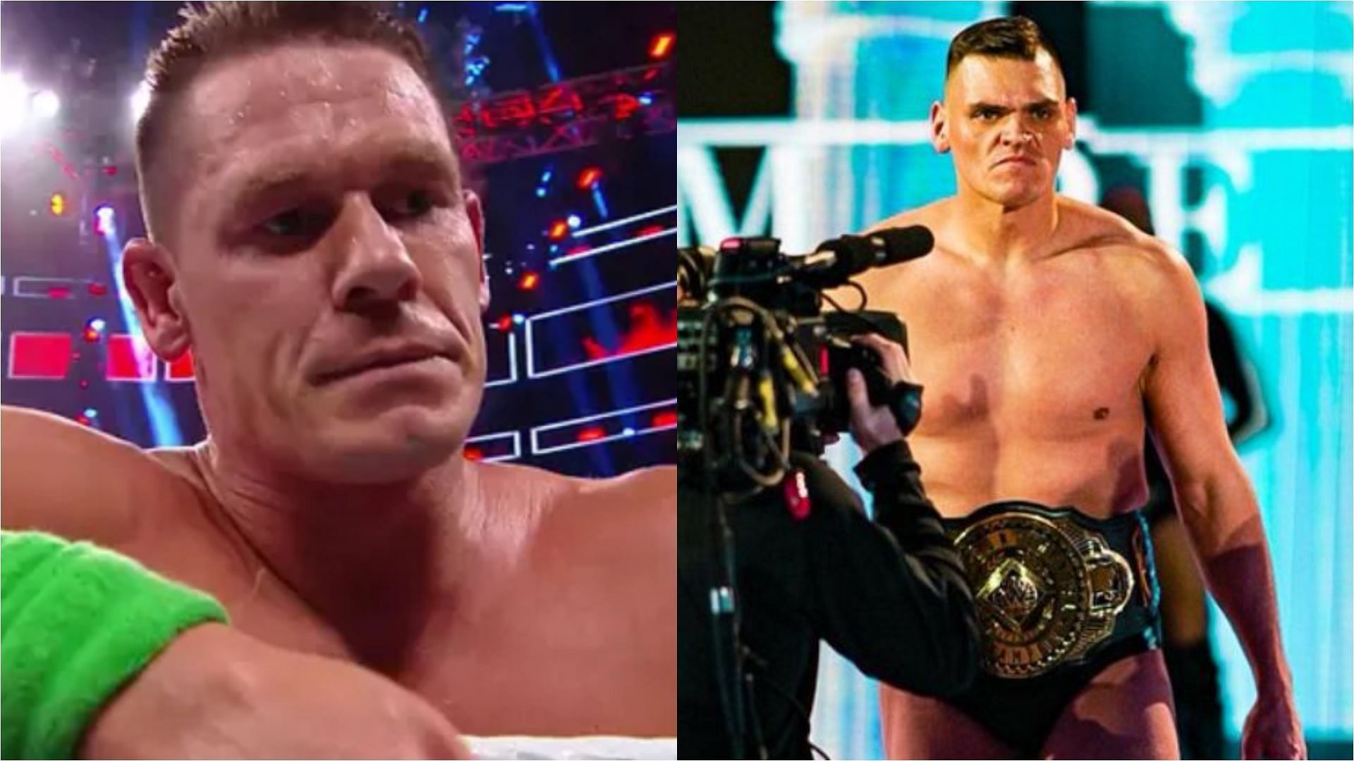 John Cena (left), WWE Intercontinental Champion Gunther (right)