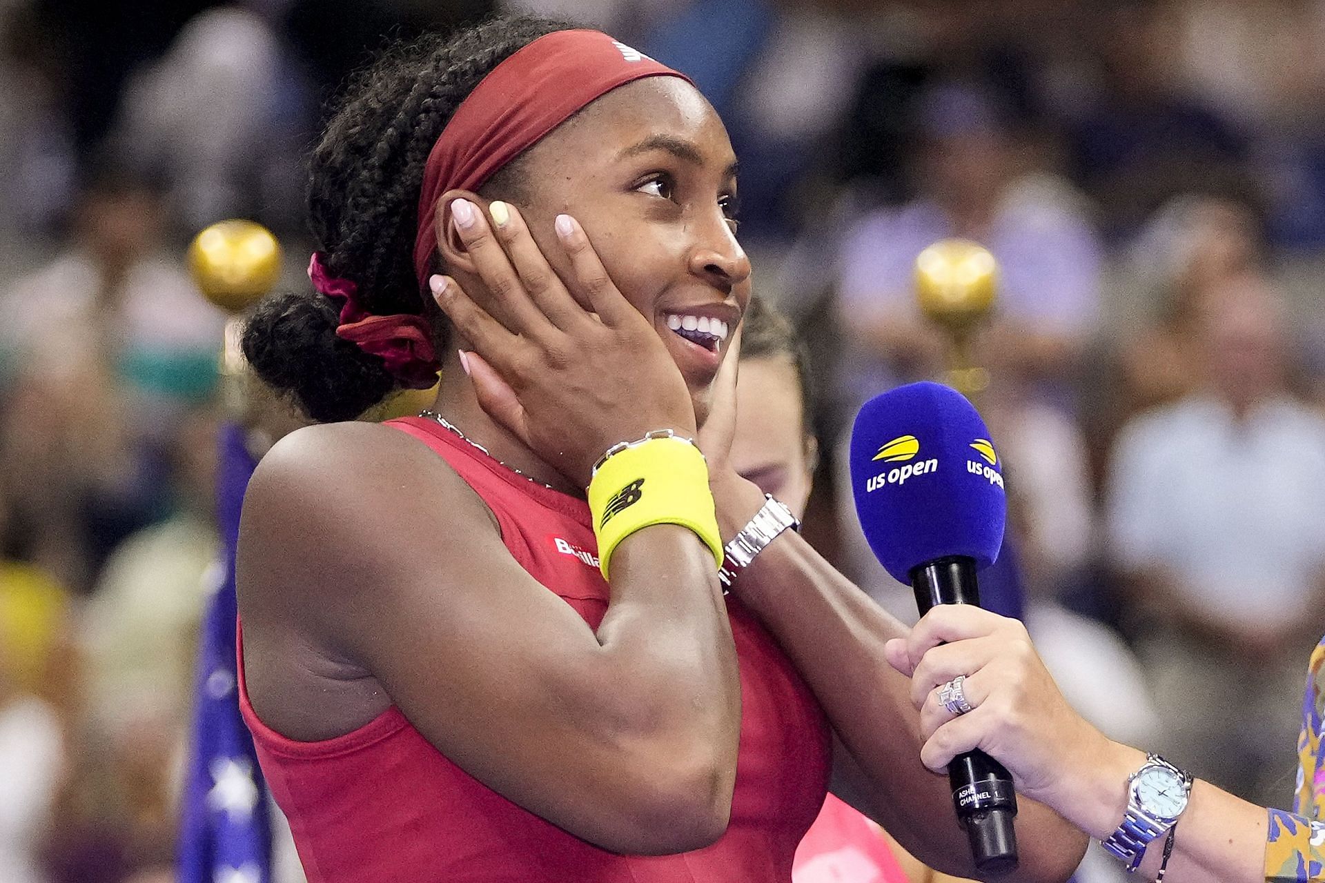 Women's trophy presentation ceremony: US Open Tennis