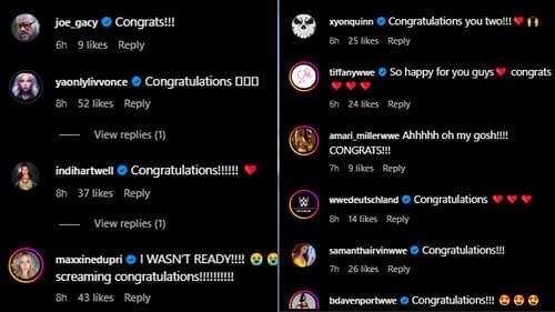 The stars' Instagram comments were flooded with well-wishes