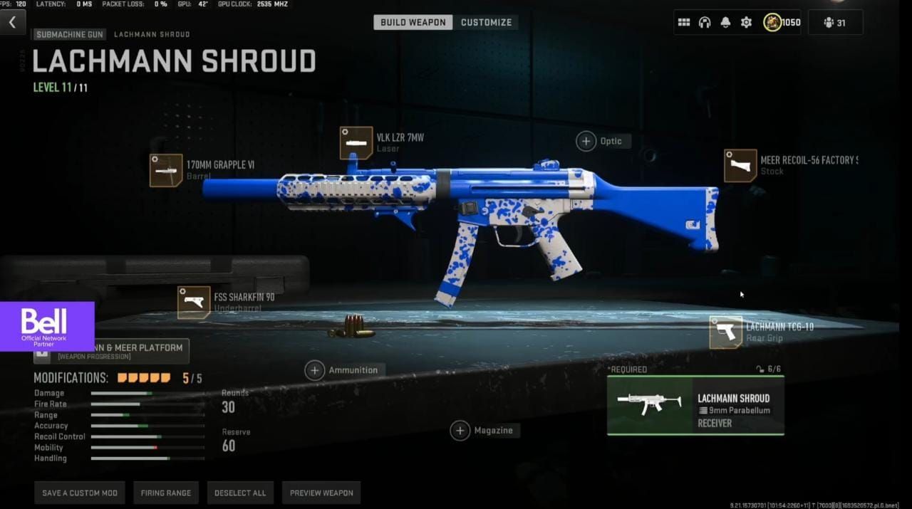 Lachmann Shroud loadout in Warzone 2 (Image via YouTube/Metaphor)