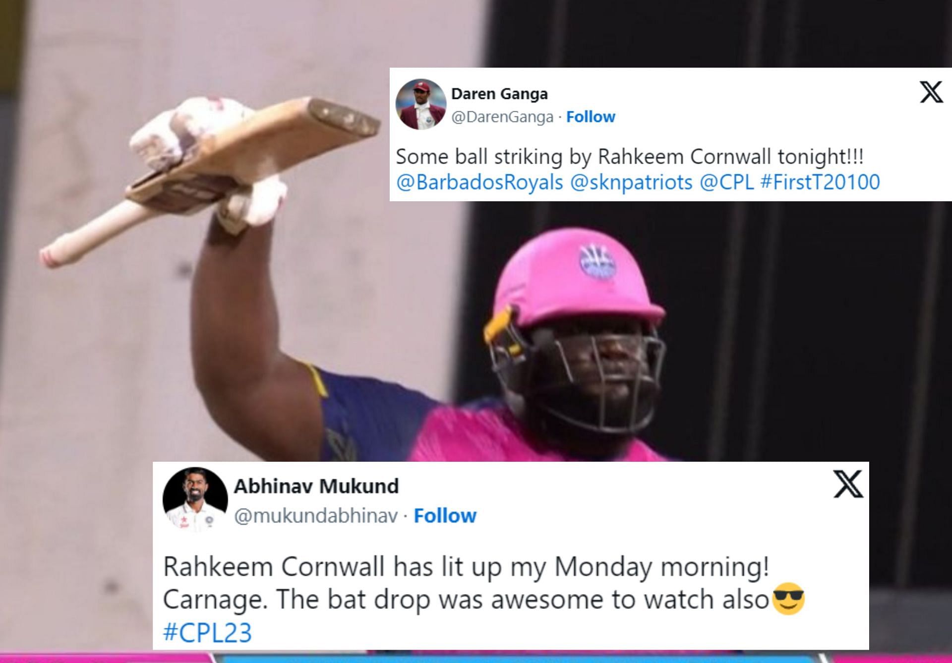 Fans praise Cornwall after he hit a sensational century in CPL 2023. 
