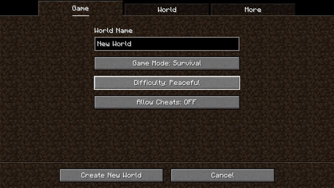 What does Peaceful Mode do in Minecraft?