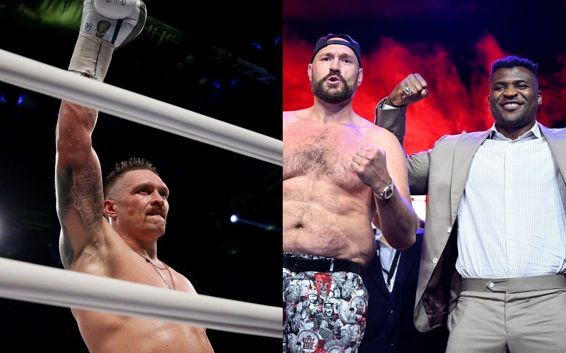 Usyk (L), Ngannou/Fury (R) [Both images from Getty].