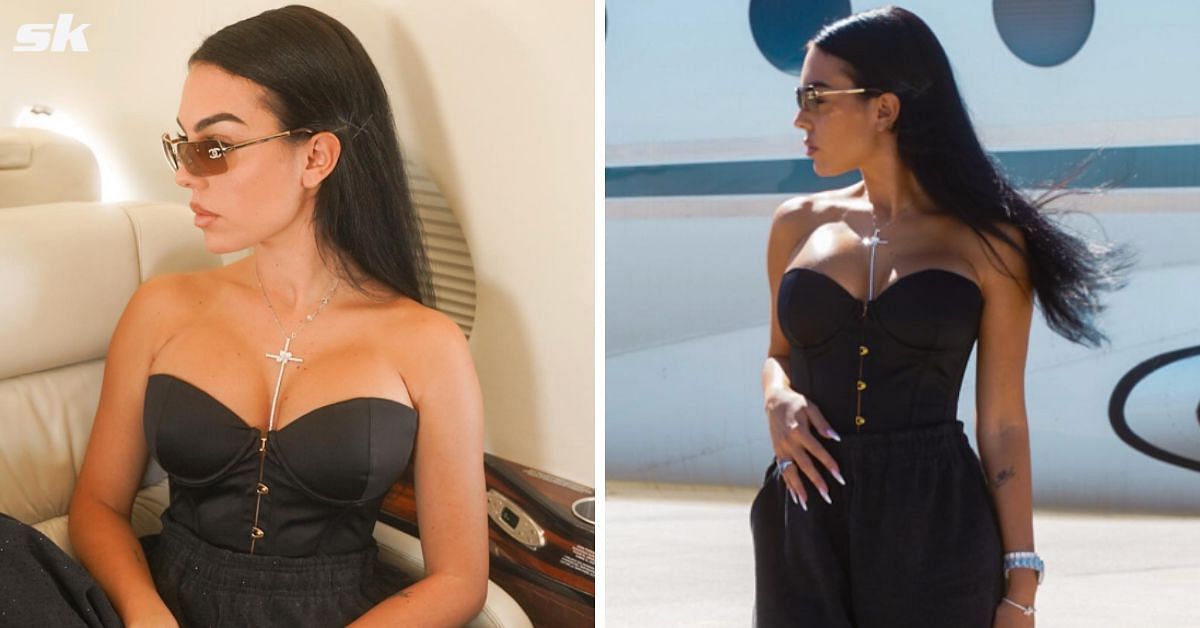 Georgina Rodriguez poses after arriving in Italy for the Venice Fim Festival 