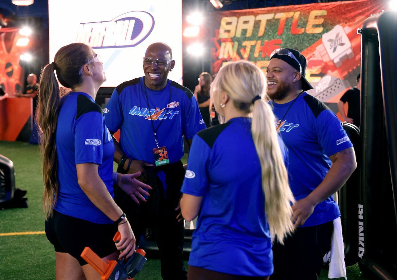 Donald Driver with his NERFBALL team. Credit: Hasbro