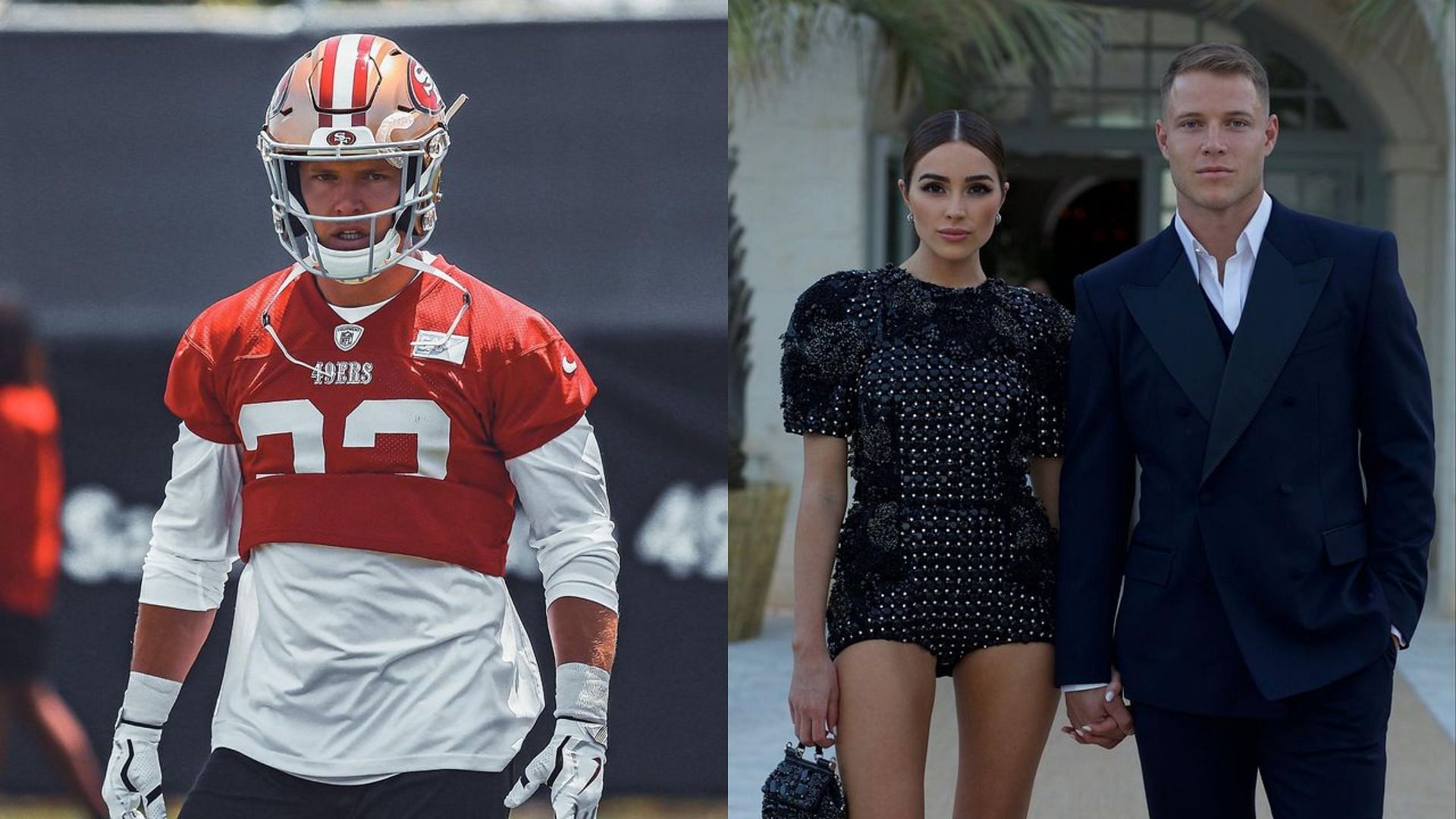 Olivia Culpo catches Christian McCaffrey red handed 