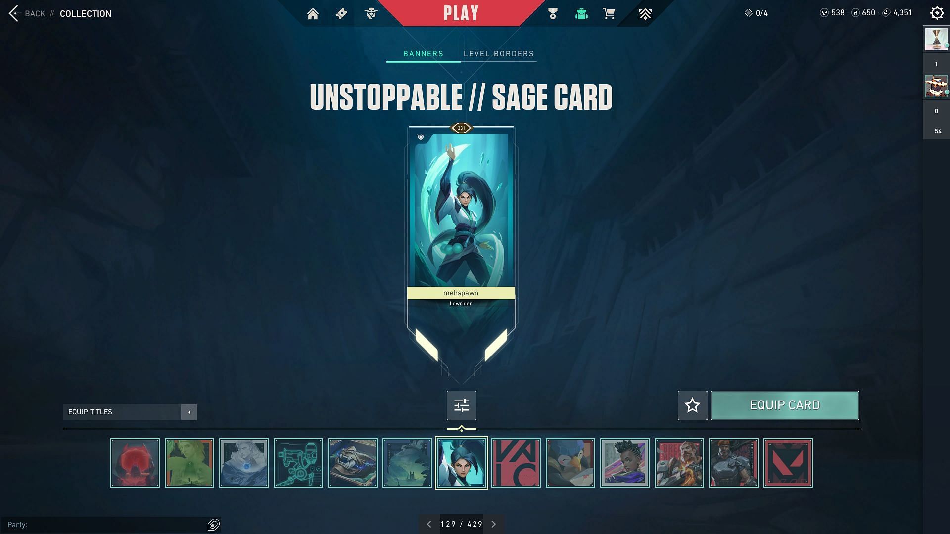 The Unstoppable // Sage Player Card (Image via Riot Games)