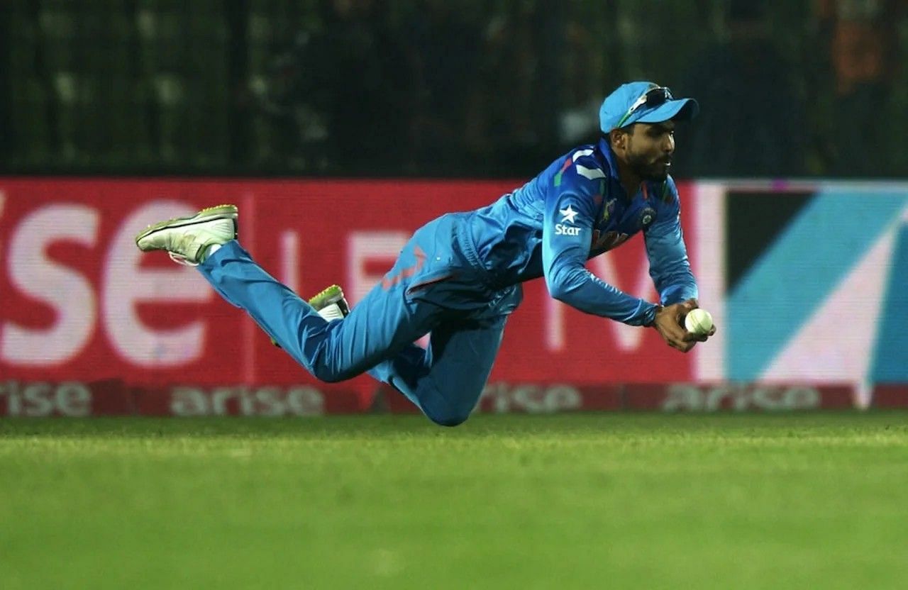 Ravindra Jadeja while taking a catch vs Sri Lanka [Getty Images]