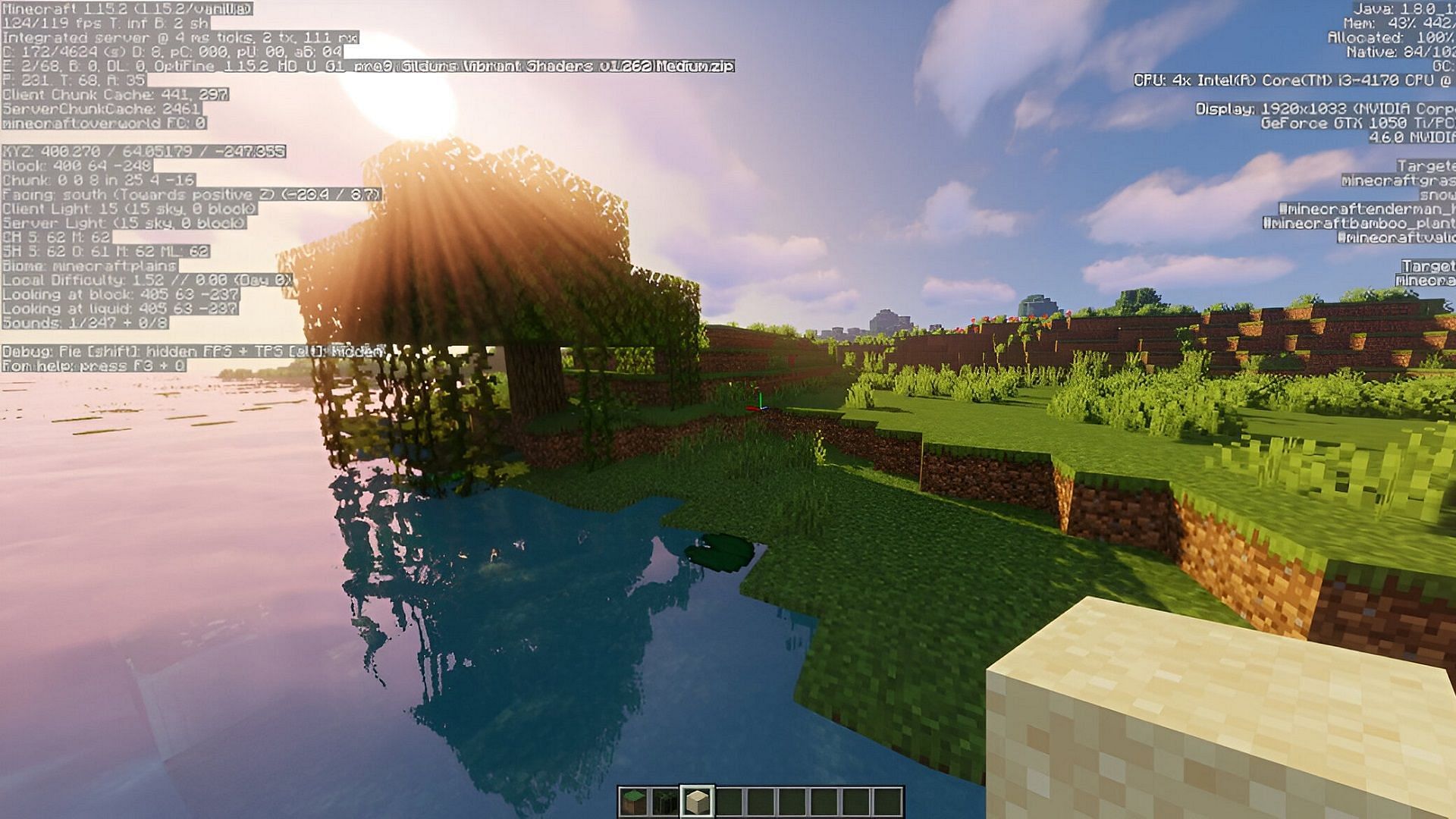 Shaders as they&#039;re seen with Optifine (Image via @OptiFineNews/X)