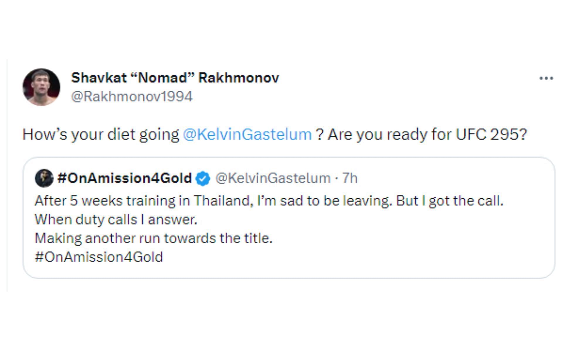Tweet directed towards Kelvin Gastelum