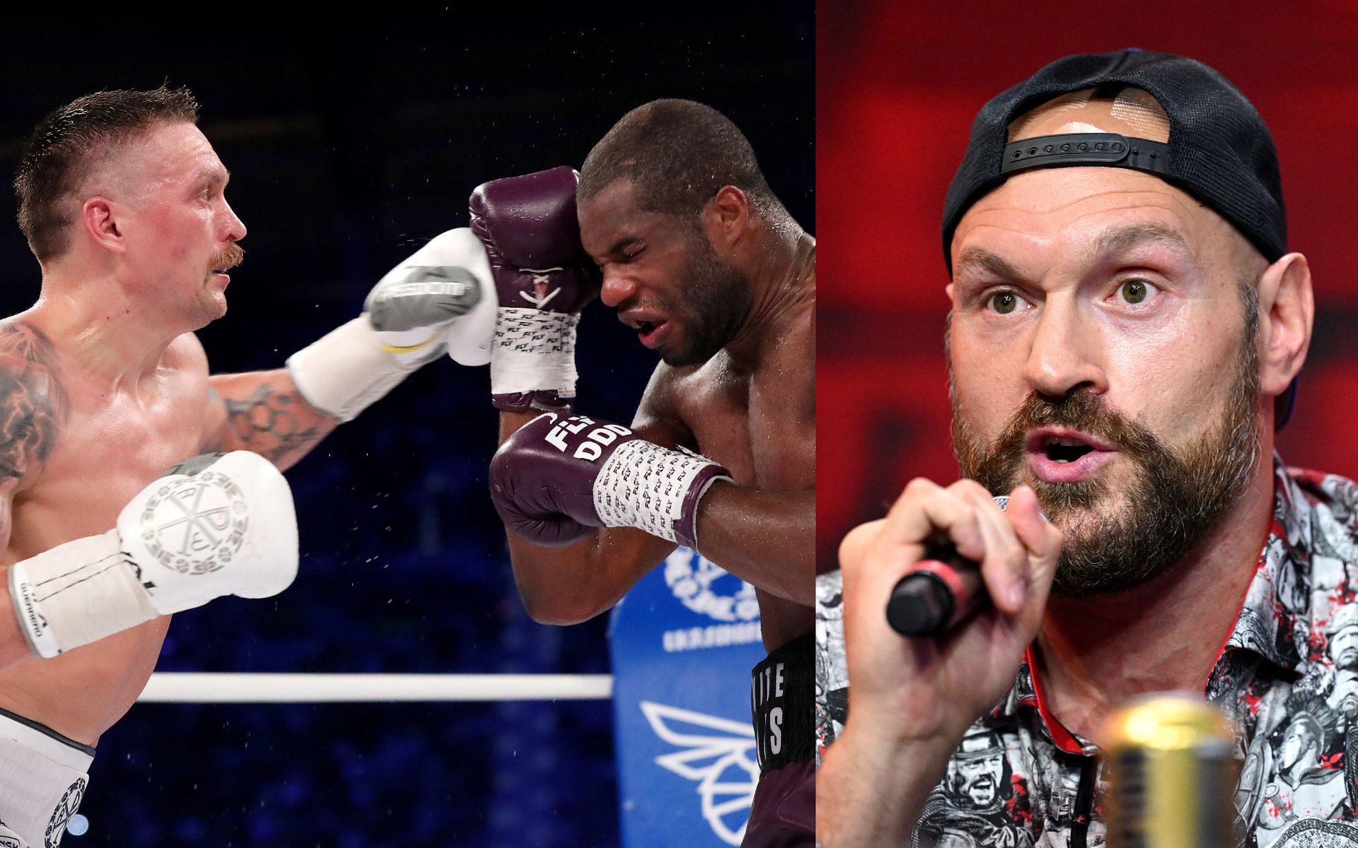 Oleksandr Usyk vs Daniel Dubois (left) and Tyson Fury (right). [via Getty Images]