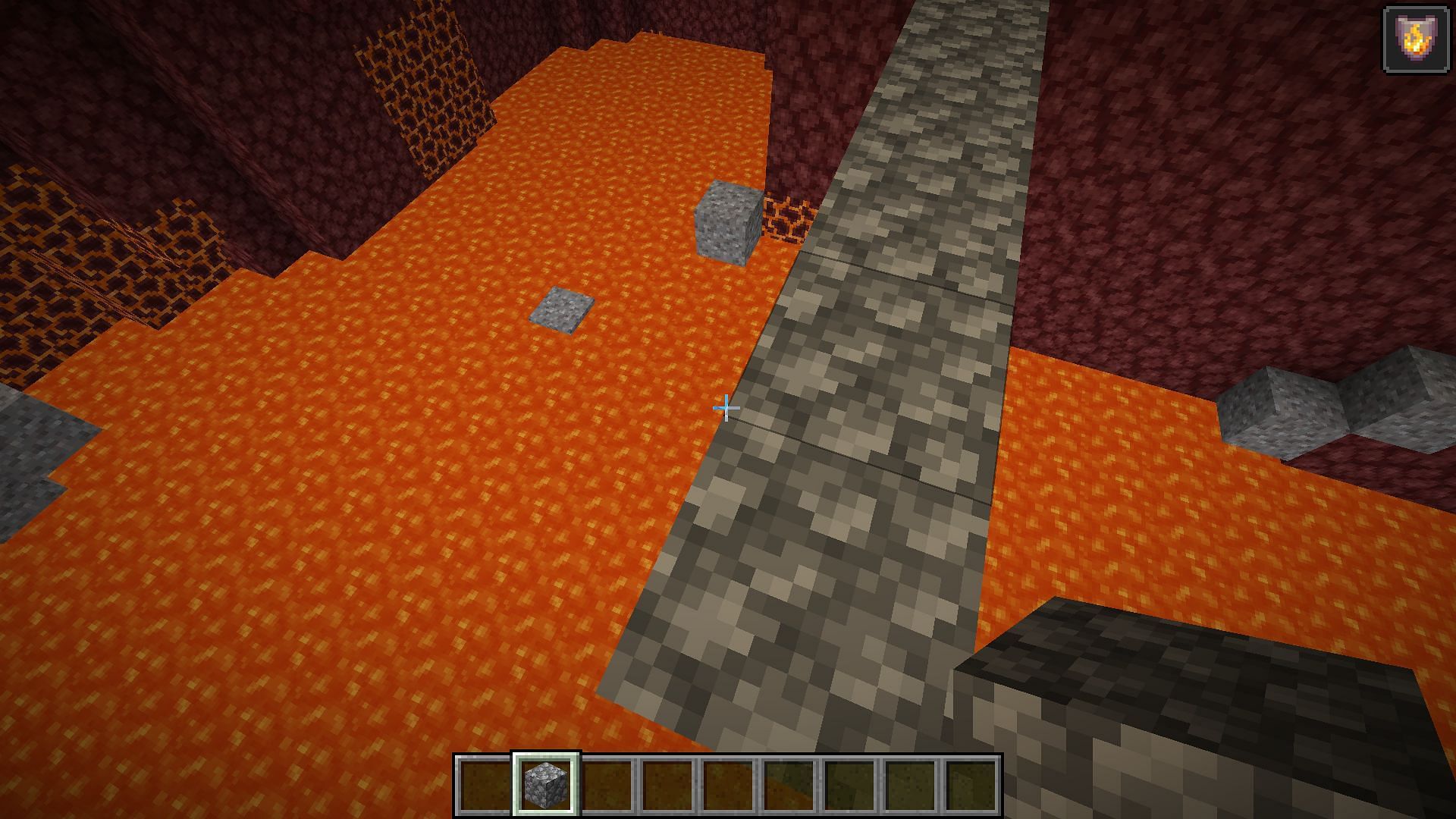 Bridging is the most common methods to travel in Minecraft&#039;s Nether realm (Image via Mojang)
