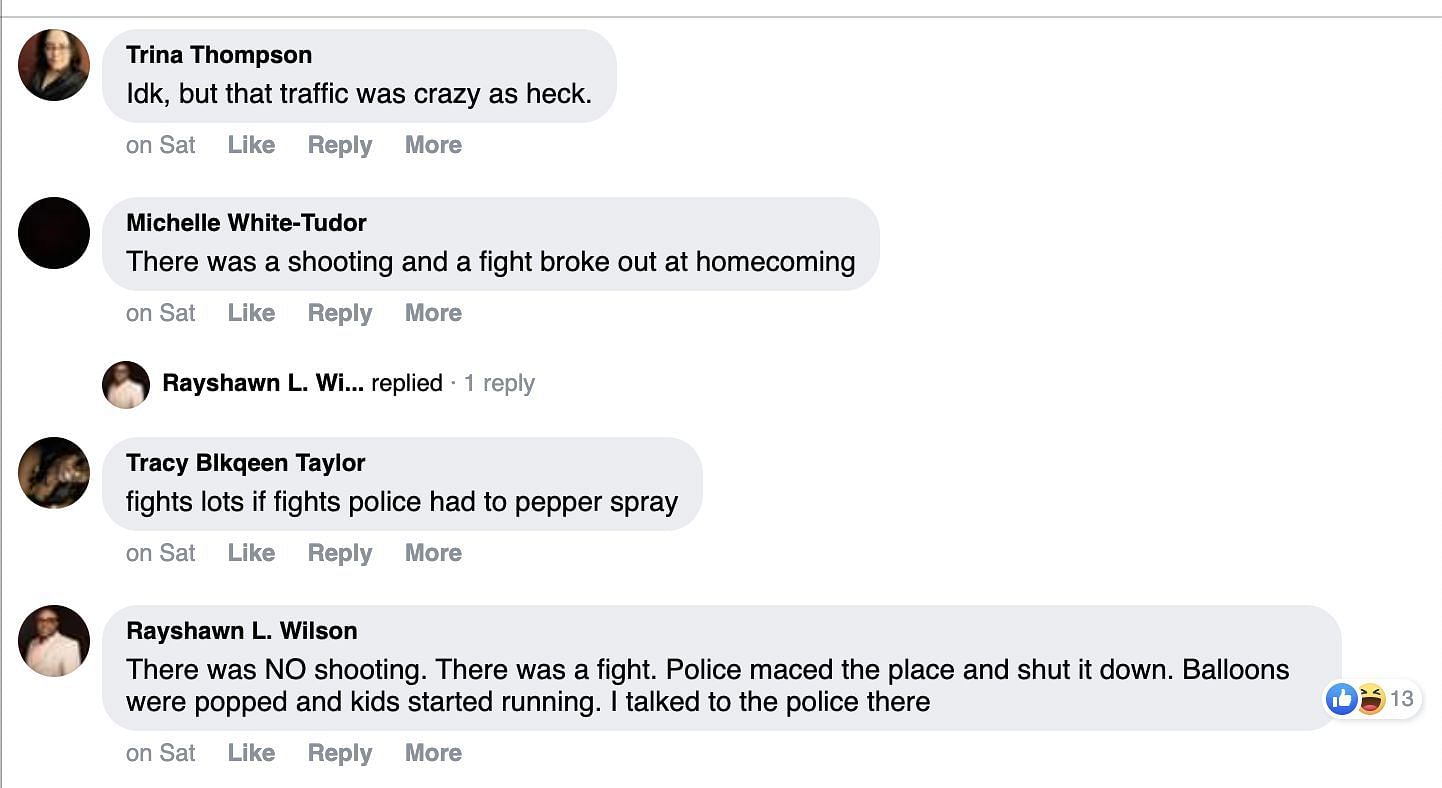 Social media users reacted as many people spread the rumours about how there were gunfires at the school during the altercation. (Image via Facebook)