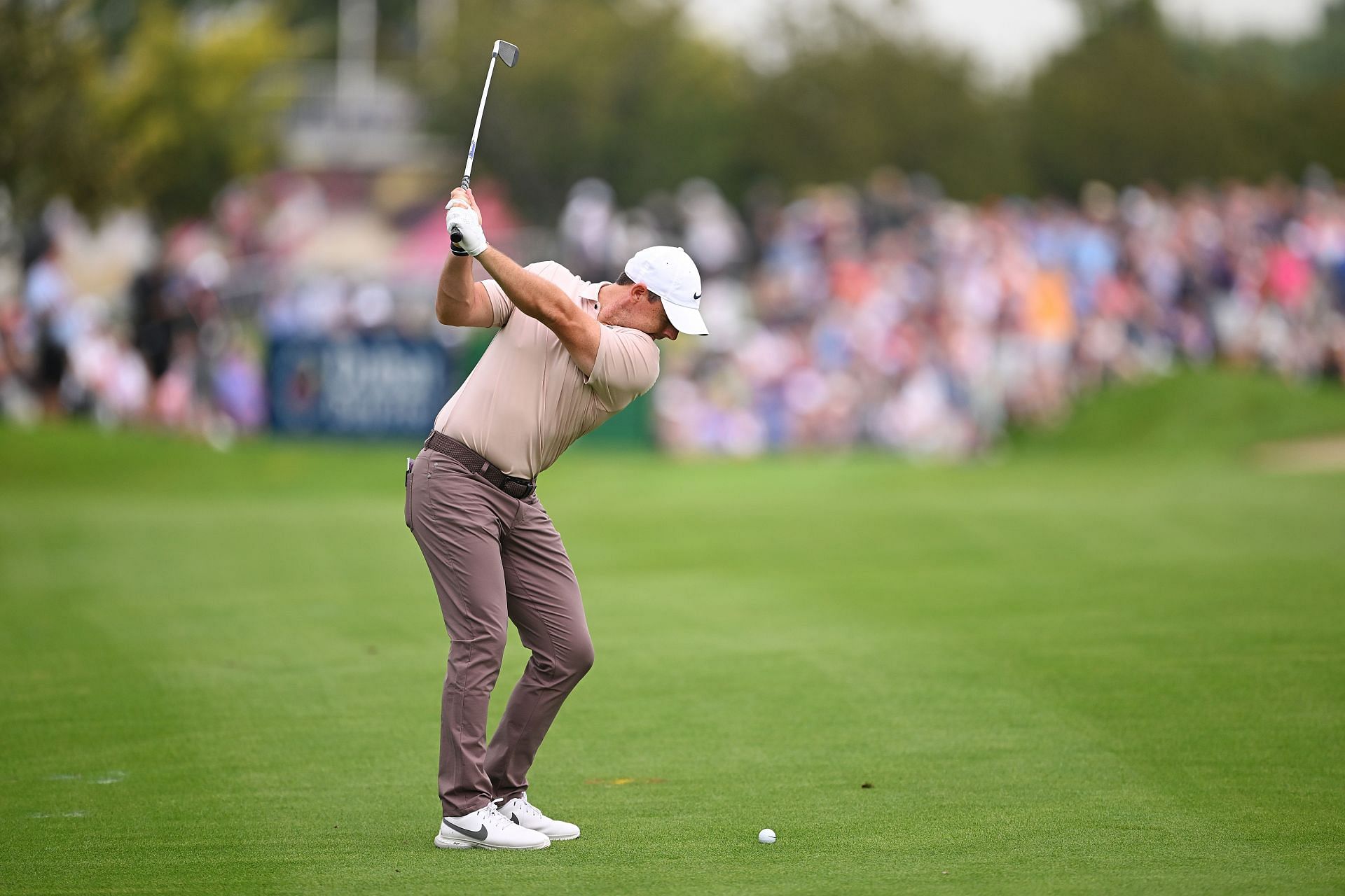 Rory Mcllroy plays a shot at the Horizon Irish Open - Day One (Image via Getty)