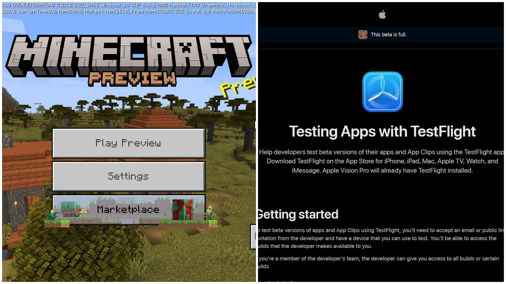 Minecraft Preview is available for iOS (Image via Sportskeeda)