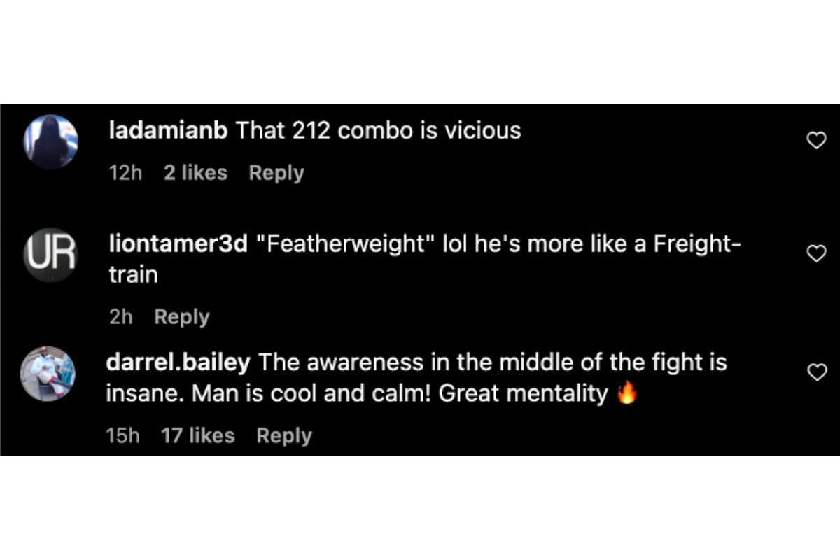 Screenshot of comments from fans