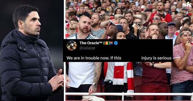 "We are in trouble now", "From bad to worse" - Arsenal fans react as star gets subbed out after picking up knock against Everton