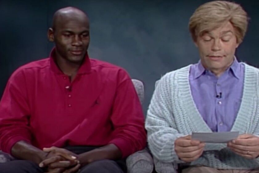 Michael Jordan (left) and Al Franken&#039;s Stuart Smalley