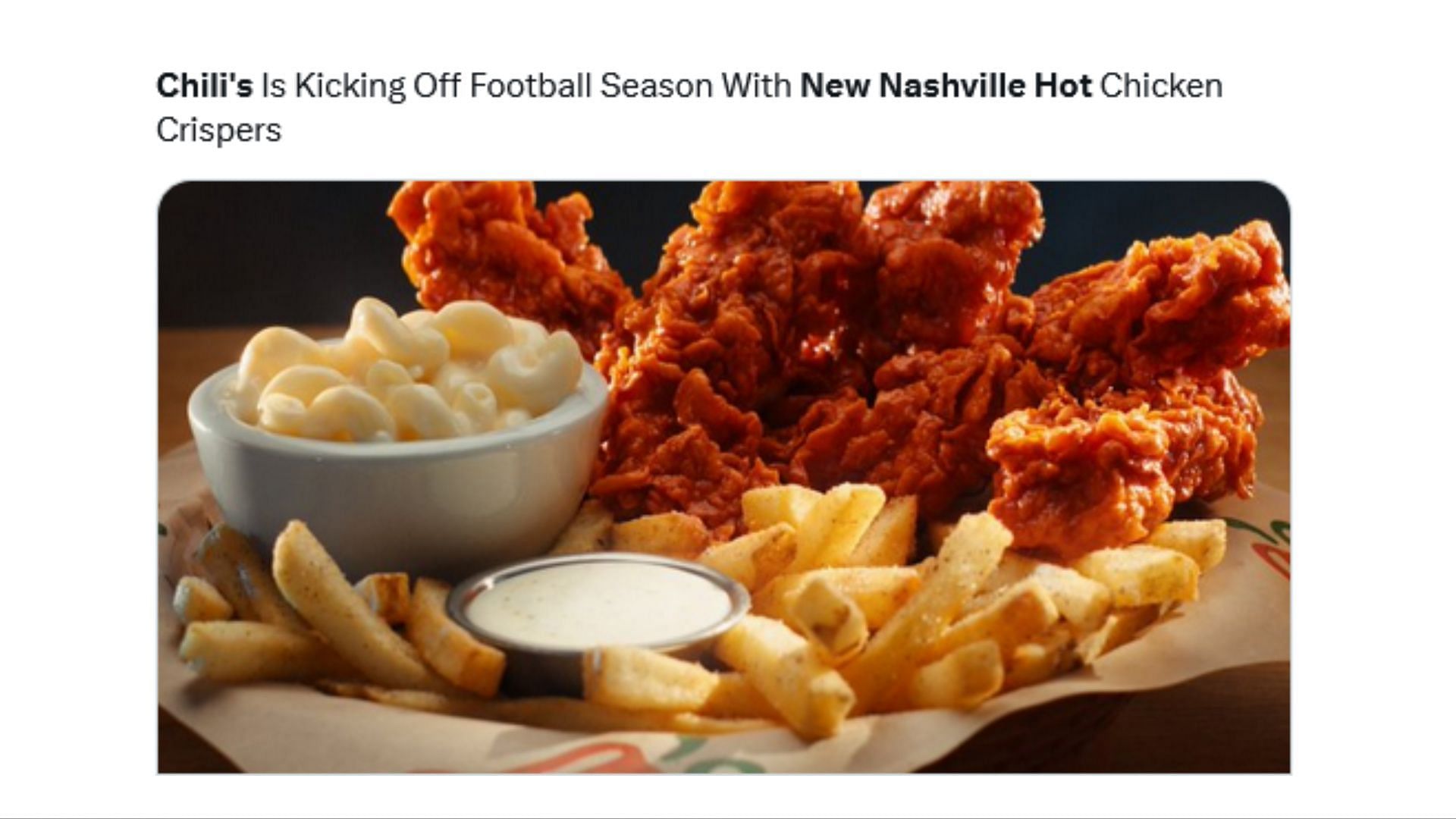 Chili&rsquo;s is starting the Football season (Image via X / @thedailymeal)