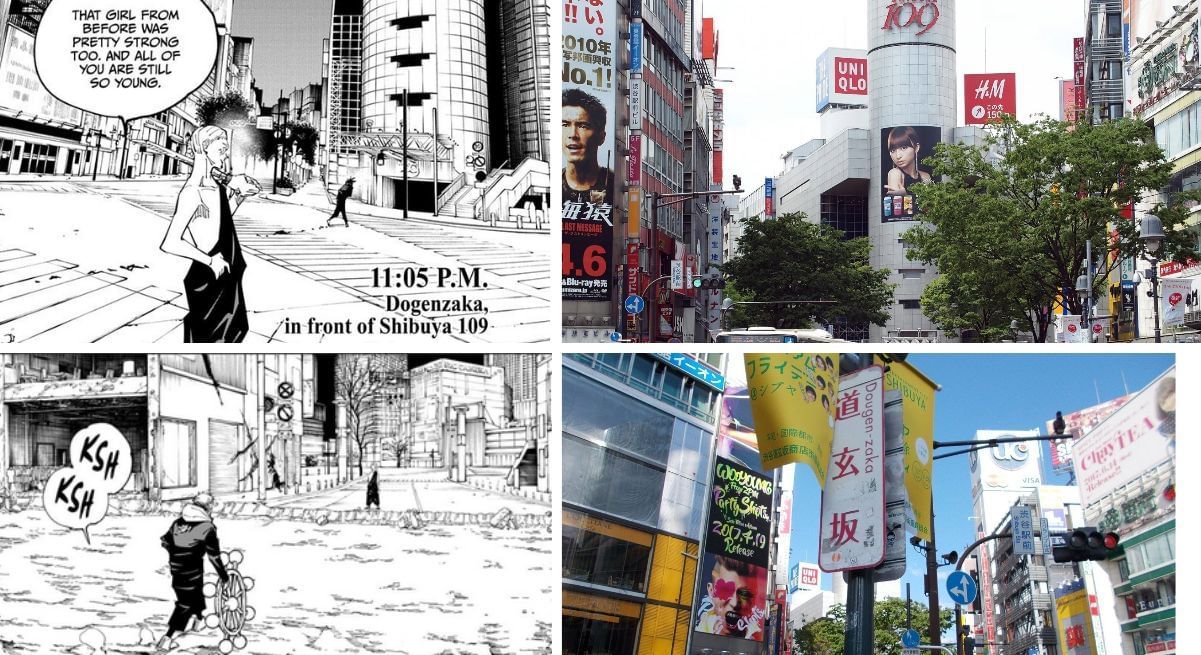 The locations of Jujutsu Kaisen's Shibuya arc The layout of Shibuya