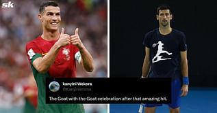 "Cristiano will be proud"- Fans react as tennis icon Novak Djokovic mimics Cristiano Ronaldo's iconic celebration in Ryder Cup All-Star Match