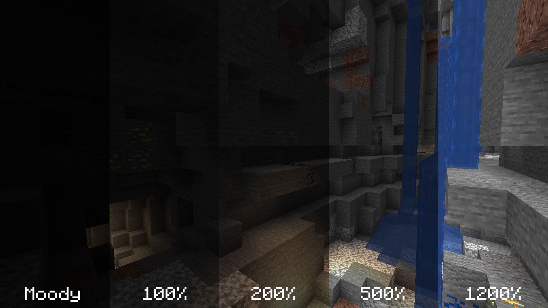 Boosted Brightness acts as a night vision effect in Minecraft (Image via CurseForge)